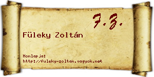 Füleky Zoltán névjegykártya